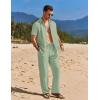 imageCOOFANDY Mens 2 Piece Casual Beach Outfits Short Sleeve Button Down Shirts Summer Loose Pant Sets Vacation Walking OutfitsLight Green