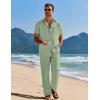 imageCOOFANDY Mens 2 Piece Casual Beach Outfits Short Sleeve Button Down Shirts Summer Loose Pant Sets Vacation Walking OutfitsLight Green