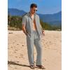 imageCOOFANDY Mens 2 Piece Casual Beach Outfits Short Sleeve Button Down Shirts Summer Loose Pant Sets Vacation Walking OutfitsLight Grey