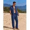 imageCOOFANDY Mens 2 Piece Casual Beach Outfits Short Sleeve Button Down Shirts Summer Loose Pant Sets Vacation Walking OutfitsNavy Blue