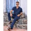 imageCOOFANDY Mens 2 Piece Casual Beach Outfits Short Sleeve Button Down Shirts Summer Loose Pant Sets Vacation Walking OutfitsNavy Blue