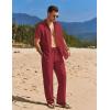 imageCOOFANDY Mens 2 Piece Casual Beach Outfits Short Sleeve Button Down Shirts Summer Loose Pant Sets Vacation Walking OutfitsWine Red