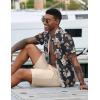 imageCOOFANDY Mens 2 Piece Summer Beach Outfits Tropical Short Sleeve Button Down Shirts and Shorts Hawaiian Vacation SetsBlack Flower