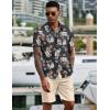 imageCOOFANDY Mens 2 Piece Summer Beach Outfits Tropical Short Sleeve Button Down Shirts and Shorts Hawaiian Vacation SetsBlack Flower