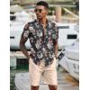 imageCOOFANDY Mens 2 Piece Summer Beach Outfits Tropical Short Sleeve Button Down Shirts and Shorts Hawaiian Vacation SetsBlack Flower