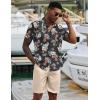 imageCOOFANDY Mens 2 Piece Summer Beach Outfits Tropical Short Sleeve Button Down Shirts and Shorts Hawaiian Vacation SetsBlack Flower