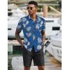 imageCOOFANDY Mens 2 Piece Summer Beach Outfits Tropical Short Sleeve Button Down Shirts and Shorts Hawaiian Vacation SetsBlue White Leaf