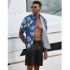 imageCOOFANDY Mens 2 Piece Summer Beach Outfits Tropical Short Sleeve Button Down Shirts and Shorts Hawaiian Vacation SetsBlue White Leaf
