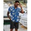 imageCOOFANDY Mens 2 Piece Summer Beach Outfits Tropical Short Sleeve Button Down Shirts and Shorts Hawaiian Vacation SetsBlue White Leaf
