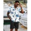 imageCOOFANDY Mens 2 Piece Summer Beach Outfits Tropical Short Sleeve Button Down Shirts and Shorts Hawaiian Vacation SetsBlue White Tropical