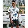 imageCOOFANDY Mens 2 Piece Summer Beach Outfits Tropical Short Sleeve Button Down Shirts and Shorts Hawaiian Vacation SetsBlue White Tropical