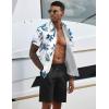 imageCOOFANDY Mens 2 Piece Summer Beach Outfits Tropical Short Sleeve Button Down Shirts and Shorts Hawaiian Vacation SetsBlue White Tropical
