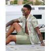 imageCOOFANDY Mens 2 Piece Summer Beach Outfits Tropical Short Sleeve Button Down Shirts and Shorts Hawaiian Vacation SetsGreen Palm Leaf