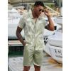 imageCOOFANDY Mens 2 Piece Summer Beach Outfits Tropical Short Sleeve Button Down Shirts and Shorts Hawaiian Vacation SetsGreen Palm Leaf