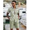 imageCOOFANDY Mens 2 Piece Summer Beach Outfits Tropical Short Sleeve Button Down Shirts and Shorts Hawaiian Vacation SetsGreen Palm Leaf