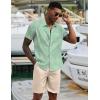imageCOOFANDY Mens 2 Piece Summer Beach Outfits Tropical Short Sleeve Button Down Shirts and Shorts Hawaiian Vacation SetsLight Green Leaf