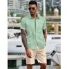 imageCOOFANDY Mens 2 Piece Summer Beach Outfits Tropical Short Sleeve Button Down Shirts and Shorts Hawaiian Vacation SetsLight Green Leaf