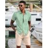 imageCOOFANDY Mens 2 Piece Summer Beach Outfits Tropical Short Sleeve Button Down Shirts and Shorts Hawaiian Vacation SetsLight Green Leaf