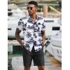 imageCOOFANDY Mens 2 Piece Summer Beach Outfits Tropical Short Sleeve Button Down Shirts and Shorts Hawaiian Vacation SetsNavy Palm Leaf