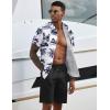 imageCOOFANDY Mens 2 Piece Summer Beach Outfits Tropical Short Sleeve Button Down Shirts and Shorts Hawaiian Vacation SetsNavy Palm Leaf