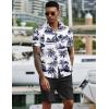 imageCOOFANDY Mens 2 Piece Summer Beach Outfits Tropical Short Sleeve Button Down Shirts and Shorts Hawaiian Vacation SetsNavy Palm Leaf