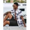 imageCOOFANDY Mens 2 Piece Summer Beach Outfits Tropical Short Sleeve Button Down Shirts and Shorts Hawaiian Vacation SetsNavy Palm Leaf