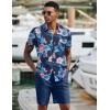 imageCOOFANDY Mens 2 Piece Summer Beach Outfits Tropical Short Sleeve Button Down Shirts and Shorts Hawaiian Vacation SetsNavy Tropical Floral