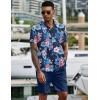 imageCOOFANDY Mens 2 Piece Summer Beach Outfits Tropical Short Sleeve Button Down Shirts and Shorts Hawaiian Vacation SetsNavy Tropical Floral
