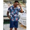 imageCOOFANDY Mens 2 Piece Summer Beach Outfits Tropical Short Sleeve Button Down Shirts and Shorts Hawaiian Vacation SetsNavy Tropical Floral