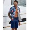 imageCOOFANDY Mens 2 Piece Summer Beach Outfits Tropical Short Sleeve Button Down Shirts and Shorts Hawaiian Vacation SetsNavy Tropical Floral