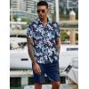 imageCOOFANDY Mens 2 Piece Summer Beach Outfits Tropical Short Sleeve Button Down Shirts and Shorts Hawaiian Vacation SetsNavy White Flower