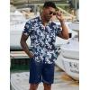 imageCOOFANDY Mens 2 Piece Summer Beach Outfits Tropical Short Sleeve Button Down Shirts and Shorts Hawaiian Vacation SetsNavy White Flower
