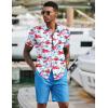 imageCOOFANDY Mens 2 Piece Summer Beach Outfits Tropical Short Sleeve Button Down Shirts and Shorts Hawaiian Vacation SetsPink Blue Leaf