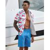 imageCOOFANDY Mens 2 Piece Summer Beach Outfits Tropical Short Sleeve Button Down Shirts and Shorts Hawaiian Vacation SetsPink Blue Leaf