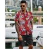 imageCOOFANDY Mens 2 Piece Summer Beach Outfits Tropical Short Sleeve Button Down Shirts and Shorts Hawaiian Vacation SetsRed Tropical Leaf