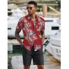imageCOOFANDY Mens 2 Piece Summer Beach Outfits Tropical Short Sleeve Button Down Shirts and Shorts Hawaiian Vacation SetsRed Tropical Leaf
