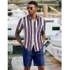imageCOOFANDY Mens 2 Piece Summer Beach Outfits Tropical Short Sleeve Button Down Shirts and Shorts Hawaiian Vacation SetsStripe