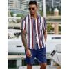 imageCOOFANDY Mens 2 Piece Summer Beach Outfits Tropical Short Sleeve Button Down Shirts and Shorts Hawaiian Vacation SetsStripe
