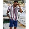 imageCOOFANDY Mens 2 Piece Summer Beach Outfits Tropical Short Sleeve Button Down Shirts and Shorts Hawaiian Vacation SetsStripe