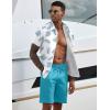 imageCOOFANDY Mens 2 Piece Summer Beach Outfits Tropical Short Sleeve Button Down Shirts and Shorts Hawaiian Vacation SetsWhite Blue Leaf