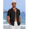 imageCOOFANDY Mens Cuban Guayabera Summer Beach Short Sleeve Casual Vacation Wedding ShirtAblack