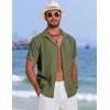 imageCOOFANDY Mens Cuban Guayabera Summer Beach Short Sleeve Casual Vacation Wedding ShirtArmy Green