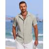 imageCOOFANDY Mens Cuban Guayabera Summer Beach Short Sleeve Casual Vacation Wedding ShirtBeige