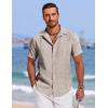 imageCOOFANDY Mens Cuban Guayabera Summer Beach Short Sleeve Casual Vacation Wedding ShirtBeige
