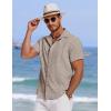 imageCOOFANDY Mens Cuban Guayabera Summer Beach Short Sleeve Casual Vacation Wedding ShirtBeige