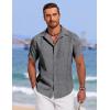 imageCOOFANDY Mens Cuban Guayabera Summer Beach Short Sleeve Casual Vacation Wedding ShirtDark Gray
