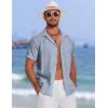 imageCOOFANDY Mens Cuban Guayabera Summer Beach Short Sleeve Casual Vacation Wedding ShirtGreyblue