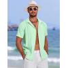 imageCOOFANDY Mens Cuban Guayabera Summer Beach Short Sleeve Casual Vacation Wedding ShirtIce Green