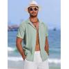 imageCOOFANDY Mens Cuban Guayabera Summer Beach Short Sleeve Casual Vacation Wedding ShirtLight Green