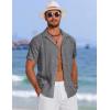 imageCOOFANDY Mens Cuban Guayabera Summer Beach Short Sleeve Casual Vacation Wedding ShirtNavy Blue